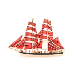 Elegante broche - met rode zeilbootBroches