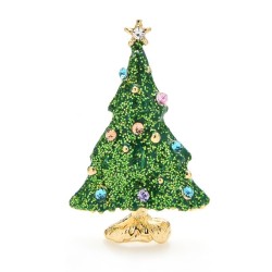 Sneeuwende kerstboom - met strassteentjes - elegante brocheBroches