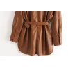 Vintage loose leather jacket - with belt