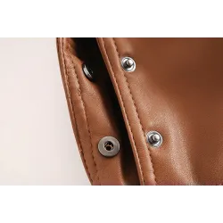 Vintage loose leather jacket - with belt