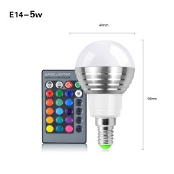 E14 - E27 - GU10 / 5W - 7W - AC110V - 220V - Ampoule LED RGB dimmable avec télécommande IR 16 couleurs