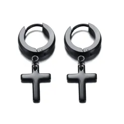 Oorbellen met kruis - unisex - roestvrij staalOorbellen