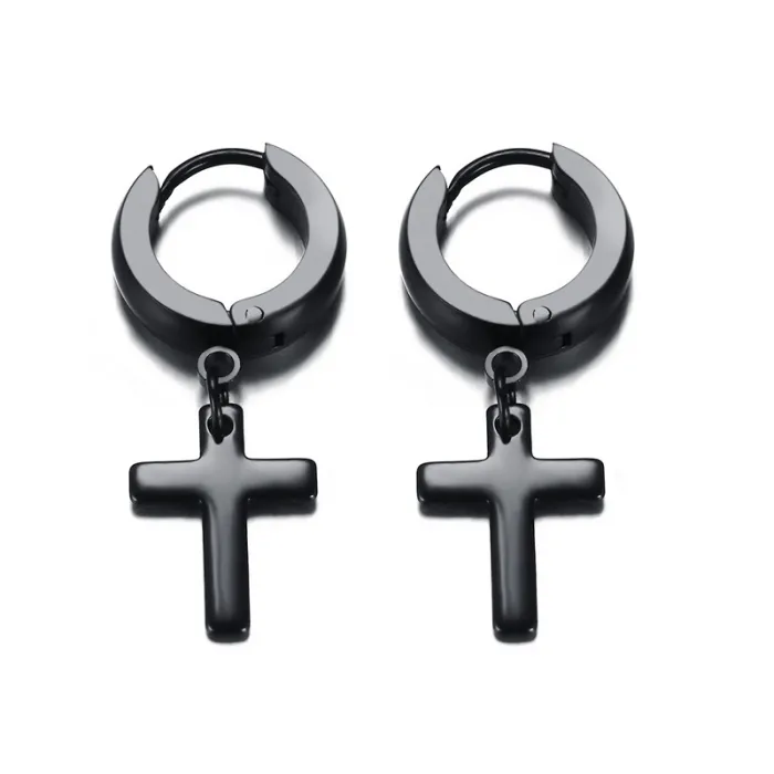 Oorbellen met kruis - unisex - roestvrij staalOorbellen