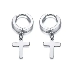 Oorbellen met kruis - unisex - roestvrij staalOorbellen