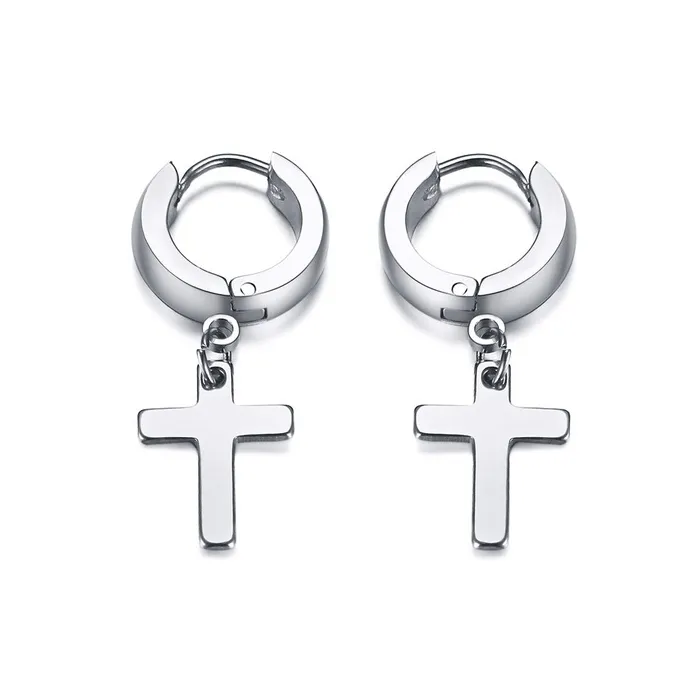 Oorbellen met kruis - unisex - roestvrij staalOorbellen