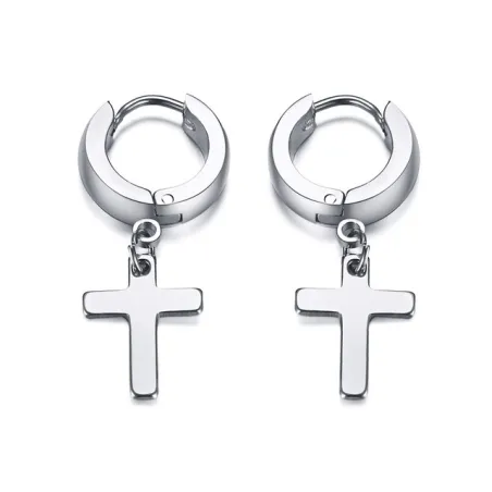 Oorbellen met kruis - unisex - roestvrij staalOorbellen