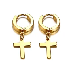 Oorbellen met kruis - unisex - roestvrij staalOorbellen