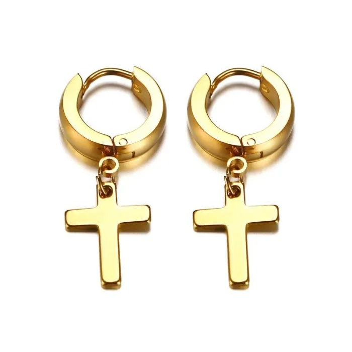 Oorbellen met kruis - unisex - roestvrij staalOorbellen