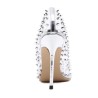 Transparante sexy pumps - zilveren hoge hakken met klinknagels - puntige neusPumps