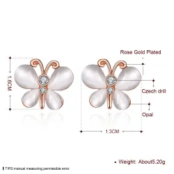 Studded earrings for women -  white opal