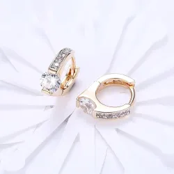 Elegante gouden oorbellen - met ronde witte zirkoniaOorbellen
