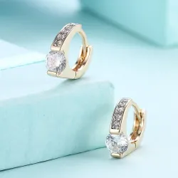 Elegante gouden oorbellen - met ronde witte zirkoniaOorbellen