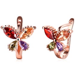 Elegante rosé gouden oorknopjes - vierkleurige zirkoon - vlindervormOorbellen