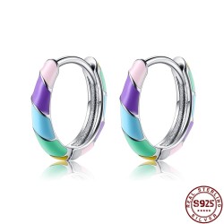 Kleurrijke kleine ronde oorbellen - 925 sterling zilverOorbellen