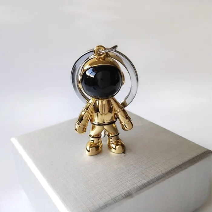 Fashionable handmade keychain - with 3D astronaut - space robotKeyrings