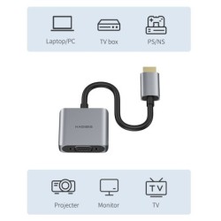 HDMI-compatible to VGA adapter - micro USB - with video / audio power - 1080P