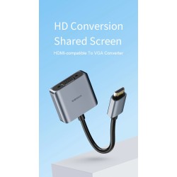 HDMI-compatible to VGA adapter - micro USB - with video / audio power - 1080P