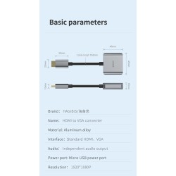 HDMI-compatibel naar VGA-adapter - micro-USB - met video-/audiovoeding - 1080PAudio