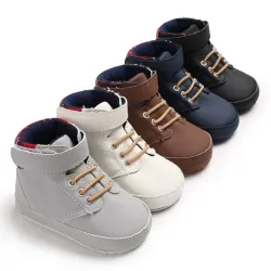 Baby leather first shoes - anti-slip - ankle length