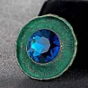 Antiek zilveren ronde broche - met kristalBroches