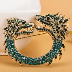 Dubbelkoppige kristallen draak - vintage brocheBroches