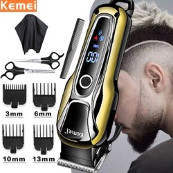 Kemei - tondeuse à cheveux professionnelle - sans fil - avec affichage LED