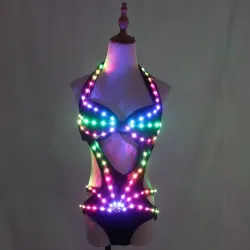 Tenue de soirée sexy - bikini lumineux - pixel LED - pour danse nocturne / mascarades / Halloween
