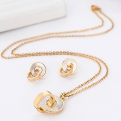 Gold plated jewellery set - pendant necklace with earrings