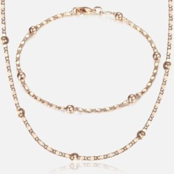Elegante rosé gouden sieradenset voor - marina kraal schakelketting - armband / kettingSieradensets