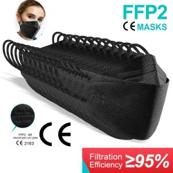 Face / mouth protective masks - antibacterial - reusable - 4-ply - FPP2 - KN95 - black / white