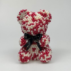 Parel teddybeer - handgemaakt - Valentijnsdag / bruiloft / verjaardag - 25cmBruiloft