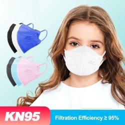 Masques de protection visage/bouche - antibactériens - 4 plis - FPP2 - KN95 - pour enfants