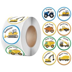 Decoratieve ronde stickers - beloningslabels - voor kinderen - bus / tractor / vliegtuig / goed gedaanDecoratie
