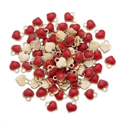 Petits pendentifs en forme de coeur - pour la fabrication de bijoux - bracelets / colliers - 100 pièces