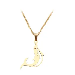 Springende dolfijn hanger - met ketting - roestvrij staalHalskettingen