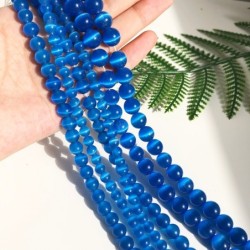 Pierre naturelle - opale bleue - perles rondes en vrac - pour la fabrication de bijoux