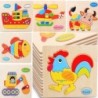 Wooden puzzle with cartoon animals - educational toy for childrenWooden