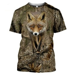 Casual t-shirt met korte mouwen - jachtdieren bedrukt - eland / konijnT-Shirts