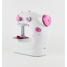Mini machine à coudre portable - avec pédale - double fils - LED - rose