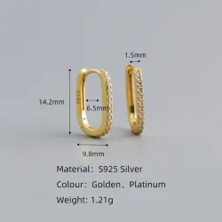 Modieuze geometrische oorbellen - met zirkoon - 925 sterling zilverOorbellen