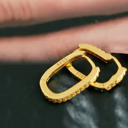 Modieuze geometrische oorbellen - met zirkoon - 925 sterling zilverOorbellen
