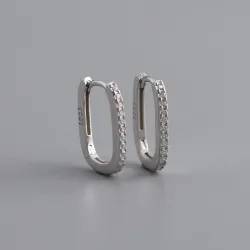 Modieuze geometrische oorbellen - met zirkoon - 925 sterling zilverOorbellen