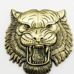 Sticker voiture / moto - emblème métal - tête de tigre 3D