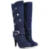 Bottes à talons hauts en denim à la mode
