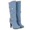 Bottes à talons hauts en denim à la mode