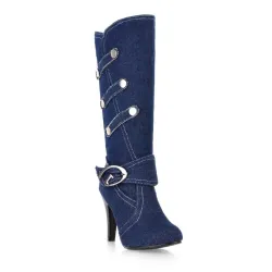 Bottes à talons hauts en denim à la mode