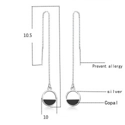 Elegante oorbellen met lange ketting / ronde hanger - 925 sterling zilverOorbellen