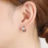 Fashionable small round earrings - with black pattern - 925 sterling silverEarrings