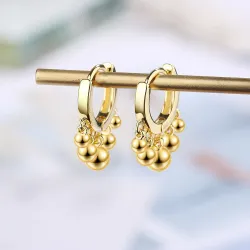 Goud / zilver ronde oorbellen met kralen - 925 sterling zilverOorbellen