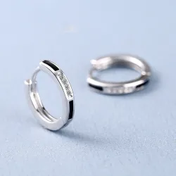 Boucles d'oreilles rondes avec opale noire / cristaux - argent sterling 925